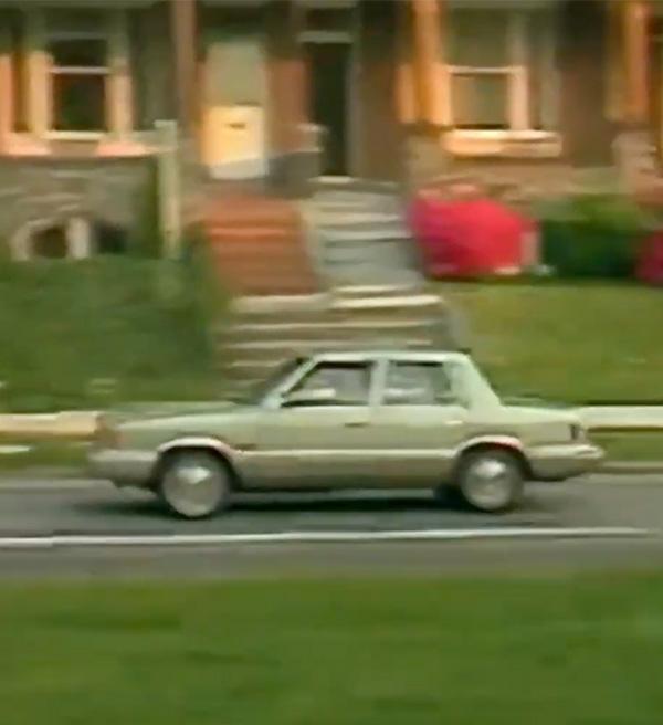 Car driving down the street