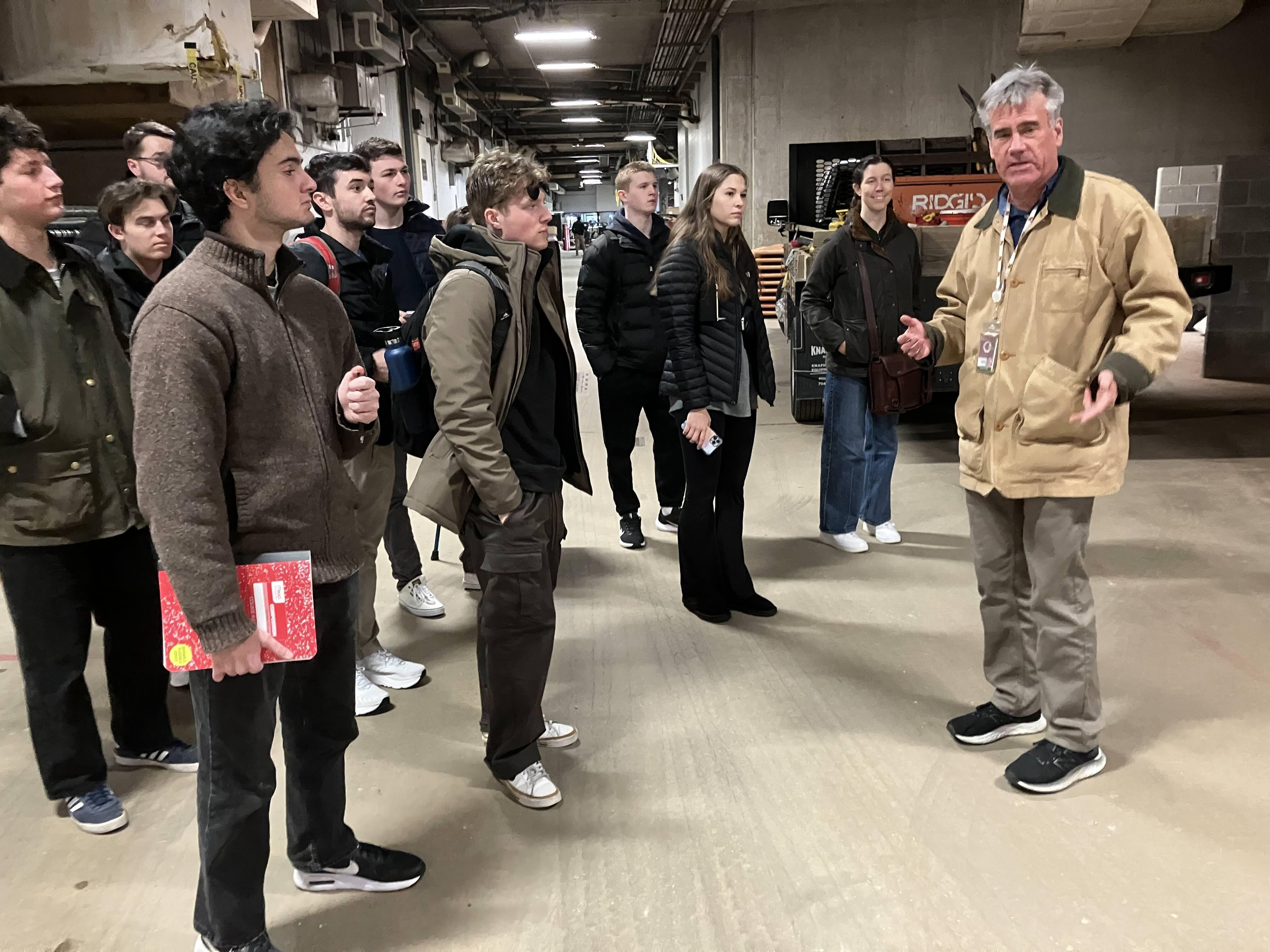 Students on a tour inside Camden Yards