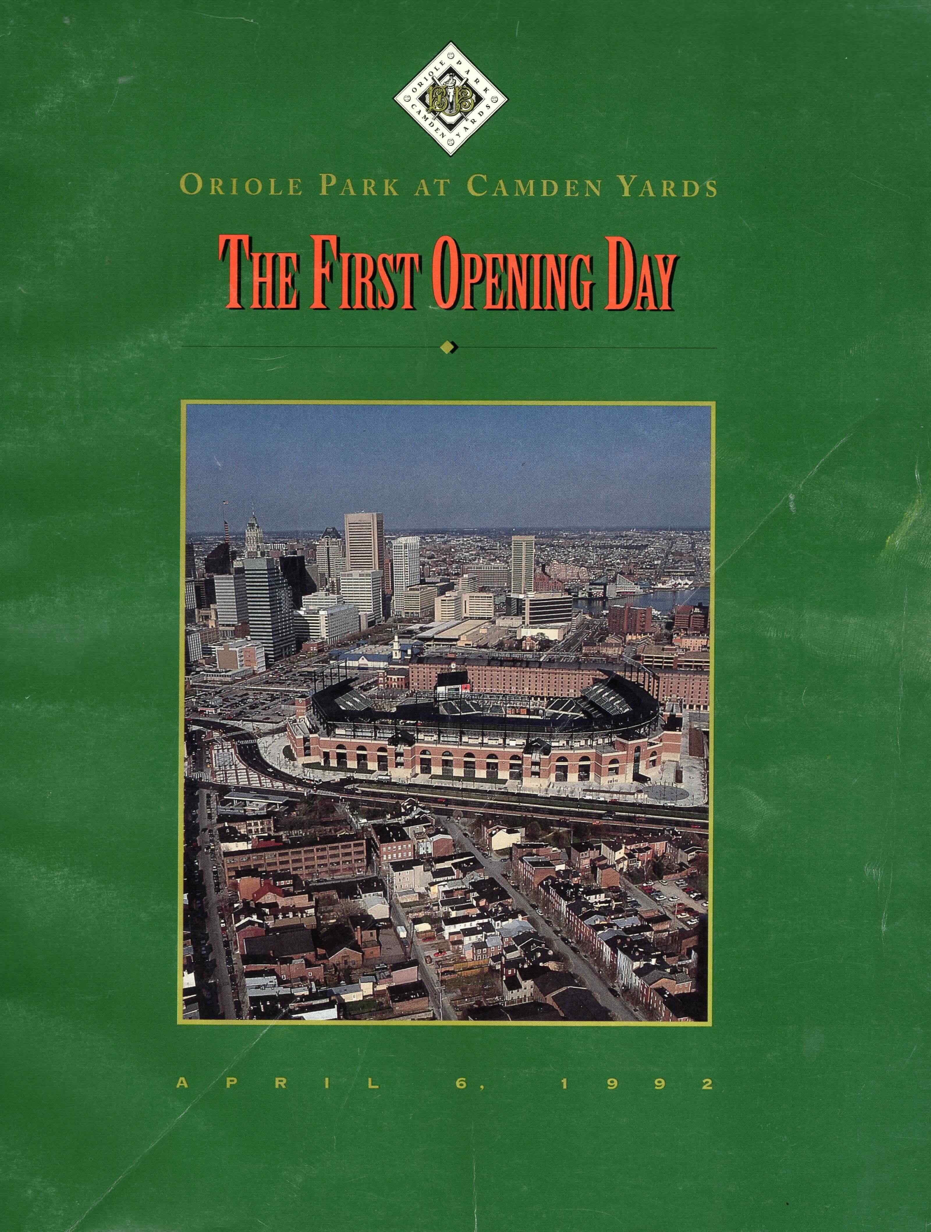 Green program cover that says "The First Opening Day"